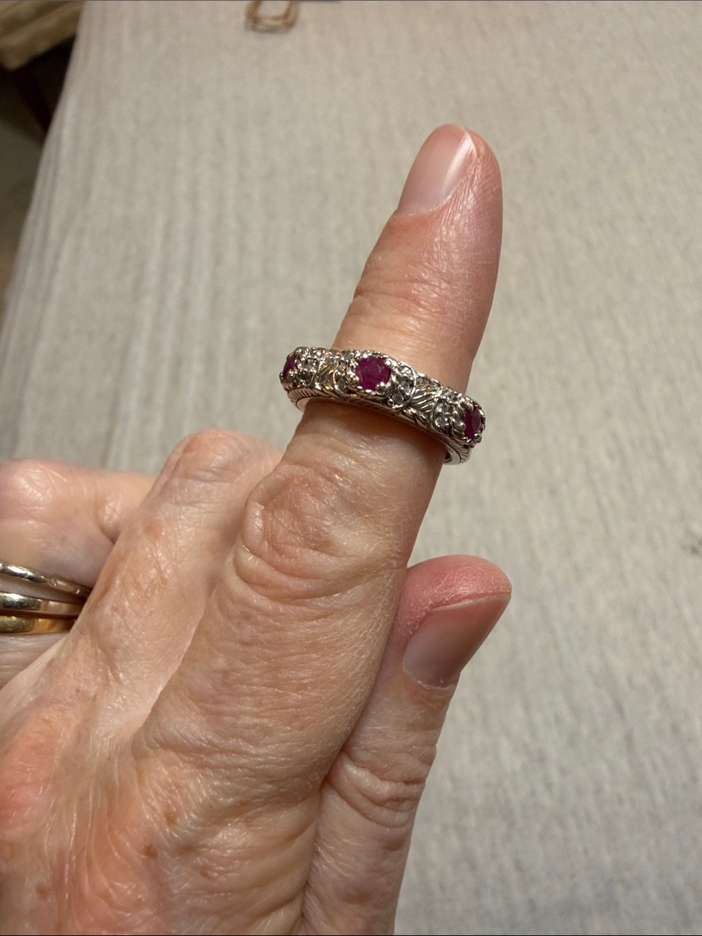 Judith Ripka SS Ruby ring - Picture 5 of 9